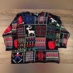 Vtg Lizwear Sweater Womens Large/X Large Christmas Winter Teacher Y2K